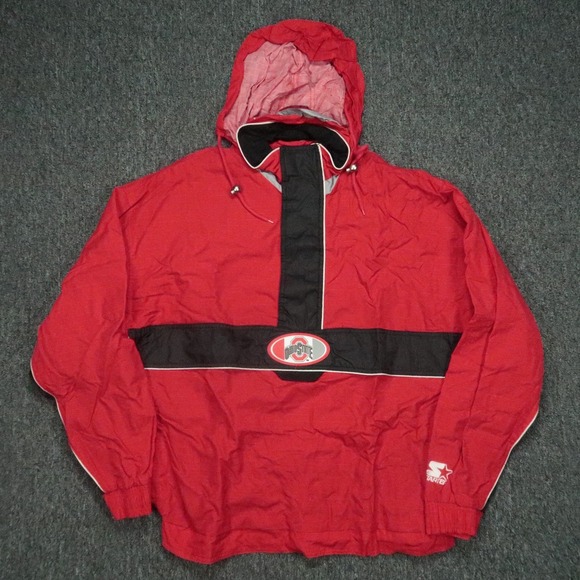 STARTER Other - VINTAGE Ohio State Buckeyes Jacket Mens XL Red Starter 90s Pullover Anorak Lined